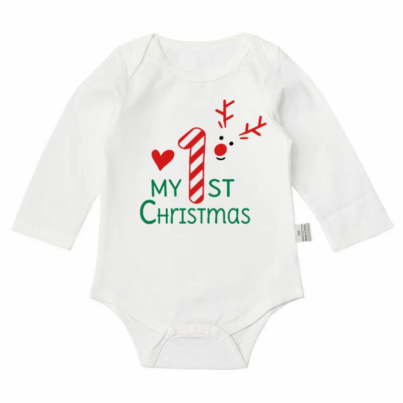 Baby Christmas Bodysuits Personalised Deer Newborn Clothes Boys Girls Long Sleeve Jumpsuit Xmas Party Infant Outfits