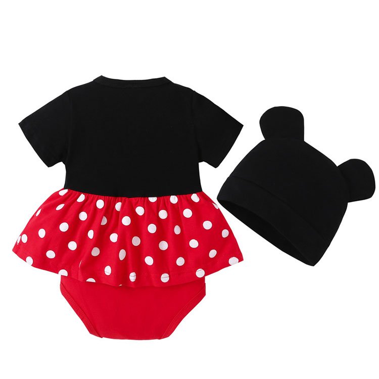 Baby clothes baby girls' rompers+hat cartoon mickey sets 100% cotton fabric