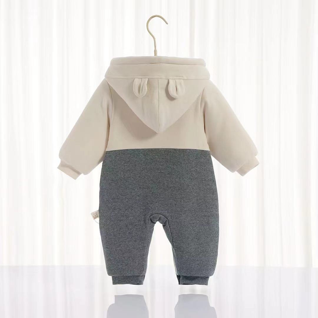 High quality stripe jacquard embroidery organic cotton newborn baby romper with button baby crawl suit set