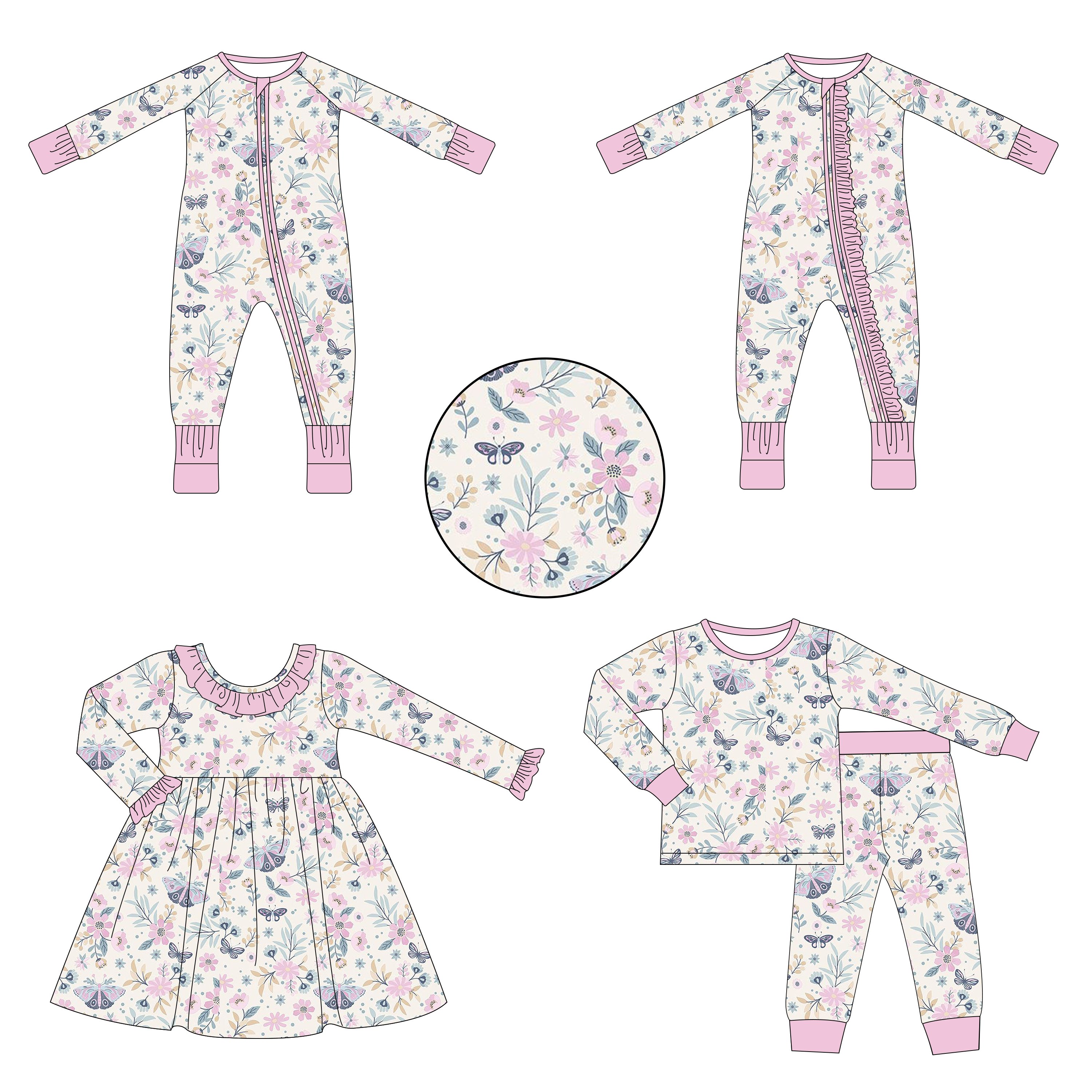 Wholesale Custom bamboo children's clothing cute halloween print custom baby girl pajamas Romper zippies Clothes Set Baby