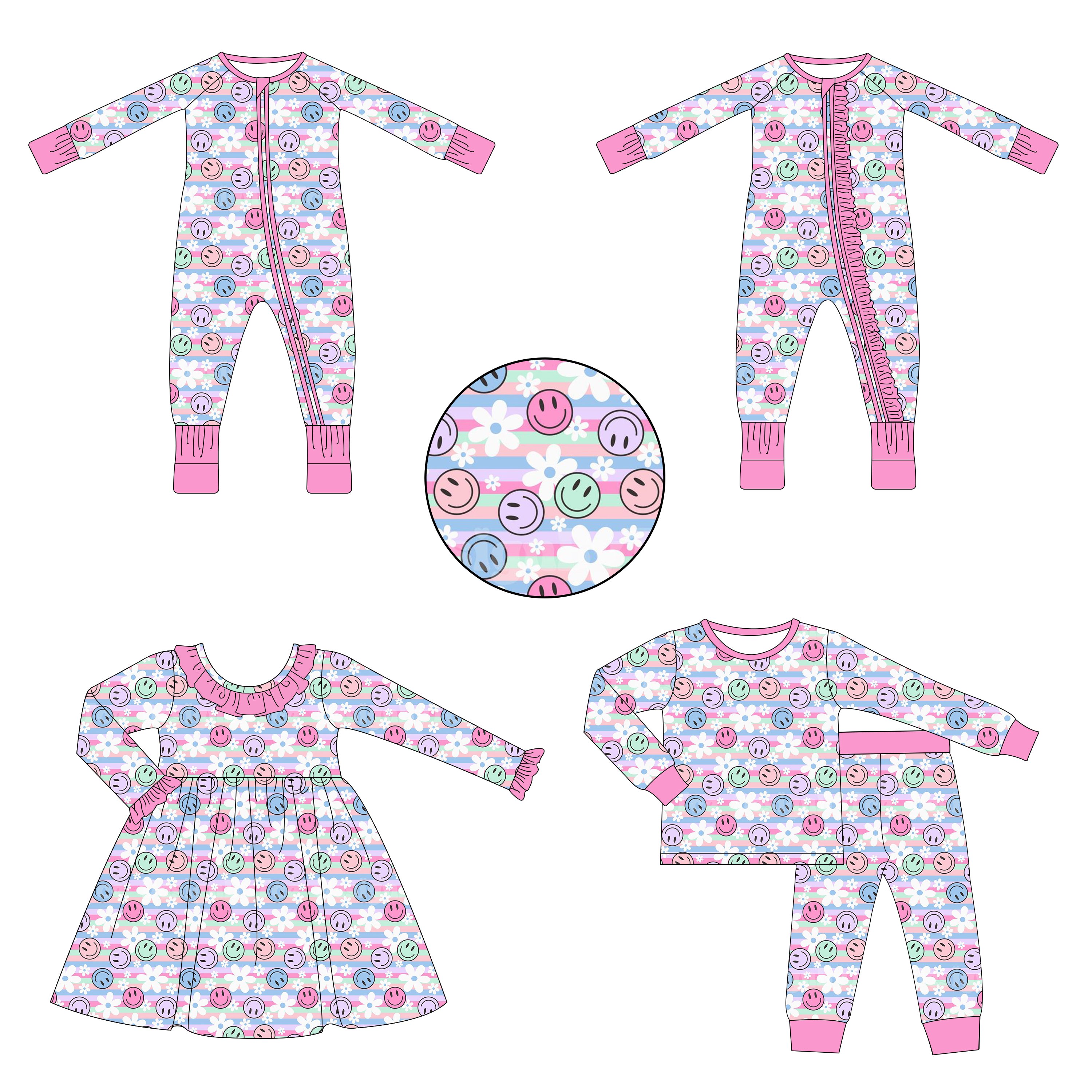 Wholesale Custom bamboo children's clothing cute halloween print custom baby girl pajamas Romper zippies Clothes Set Baby