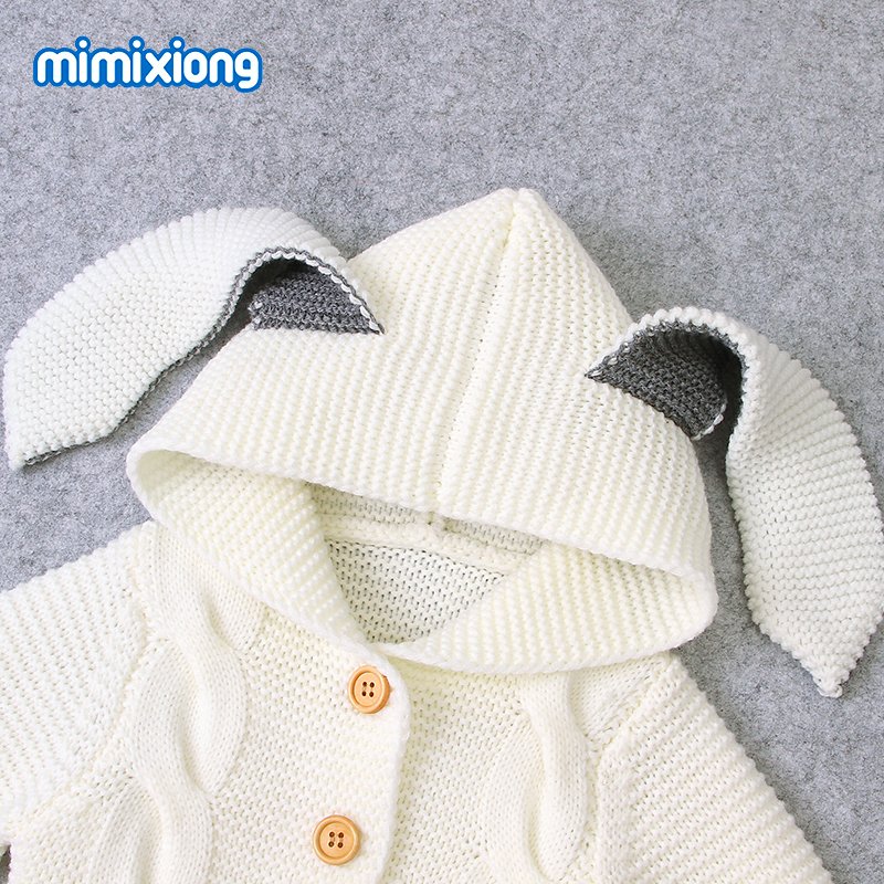 Mimixiong Hot Sale Cute Demon Horn Newborn Baby Knitted Clothes Unisex Cheap Wholesale Baby Romper