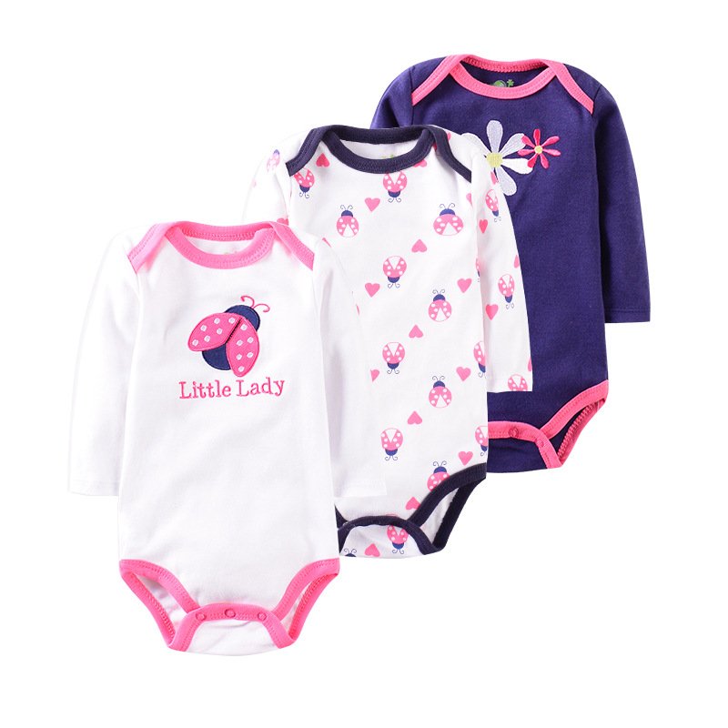 3pk long sleeve spring boutique knit 100% baby romper 3ps jumpsuit boy and girl baby romper baby bodysuit for infants