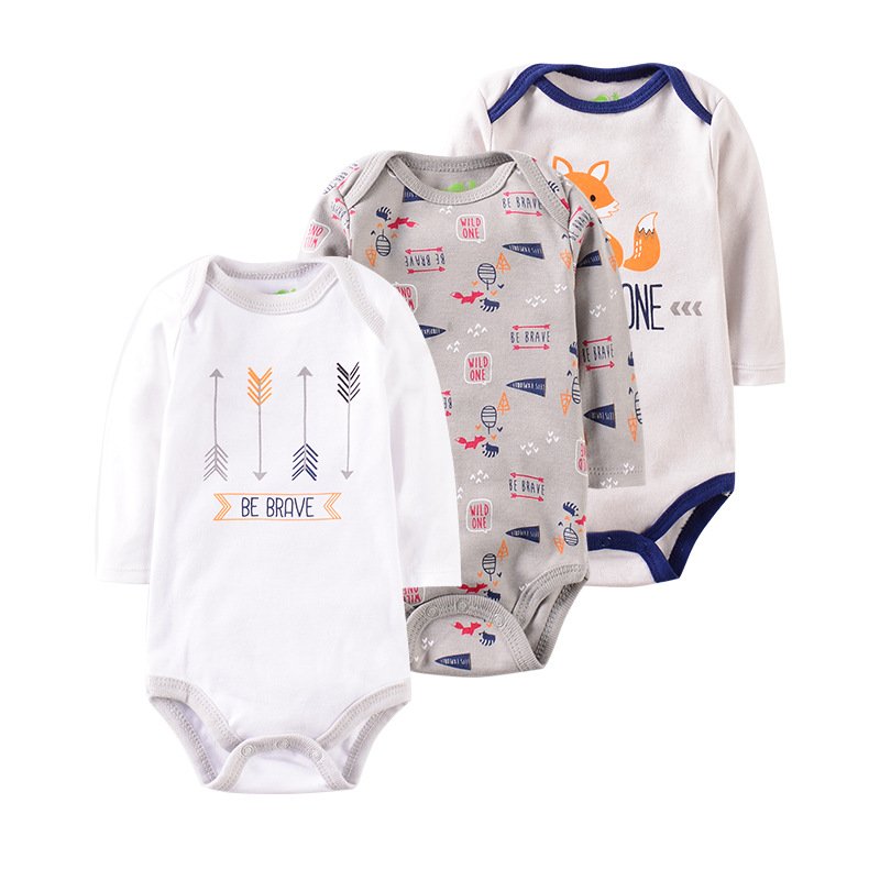 3pk long sleeve spring boutique knit 100% baby romper 3ps jumpsuit boy and girl baby romper baby bodysuit for infants