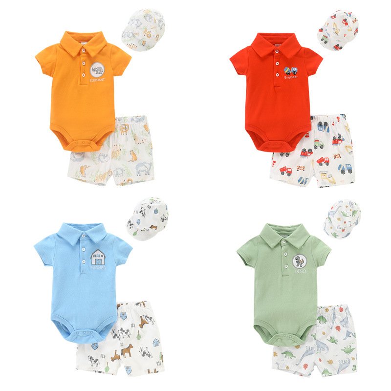 Sleepsuit Clothes Infant Boys Girls Wholesale Newborn Toddler Cotton short Sleeve Jumpsuit Bodysuit Cartoon Print Baby Romper