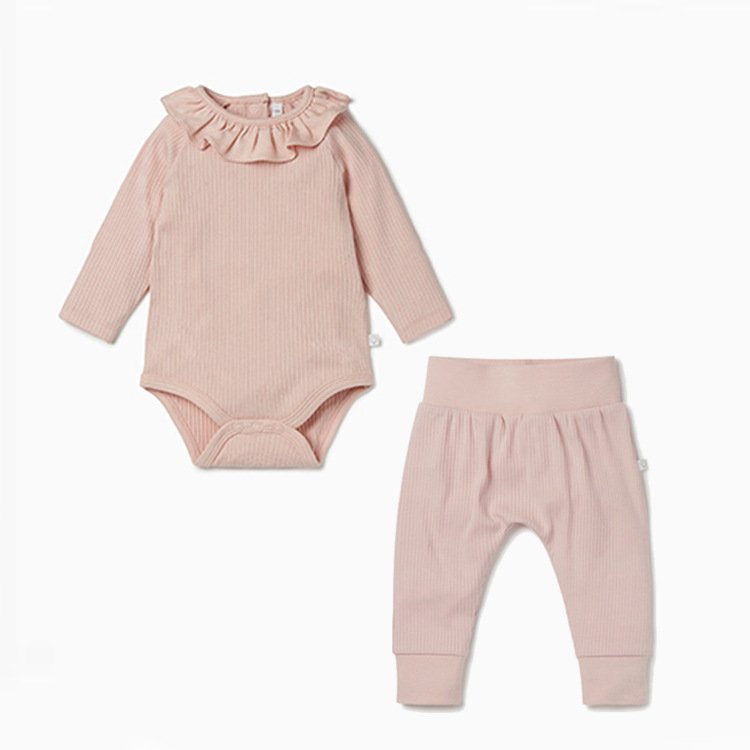 barboteuse pour bebe Infant Outfit Rib Cotton Toddler Clothing Ruffle Lace Jumpsuits Sweatshirt Pants Set Baby Romper