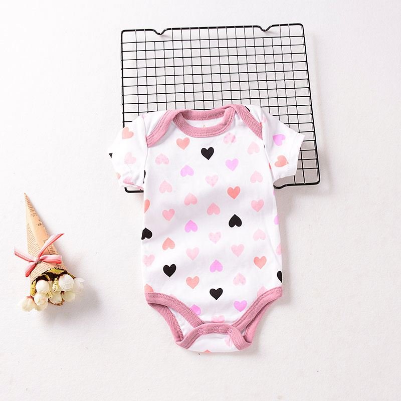 Wholesale Summer New Cotton Short Sleeve Romper Clothes 0-3 Month Infants Children Clothing Boys Girls Baby Unisex Print Knitted