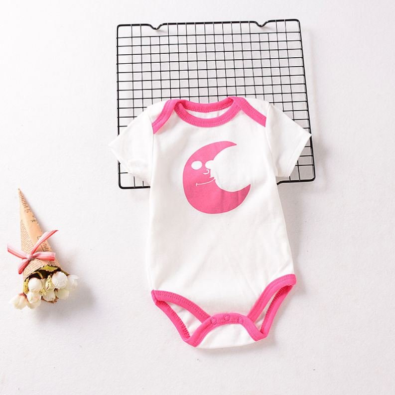 Wholesale Summer New Cotton Short Sleeve Romper Clothes 0-3 Month Infants Children Clothing Boys Girls Baby Unisex Print Knitted