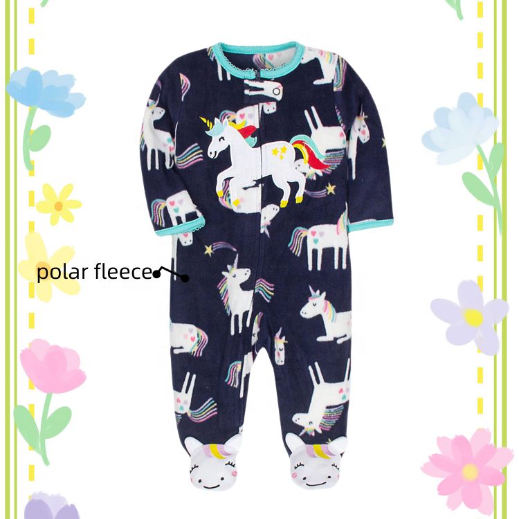 Unisex White Baby Romper Sleepsuit Floral Pattern Cotton Sweater-Romper with Zipper Closure ODM Supply for Clothing