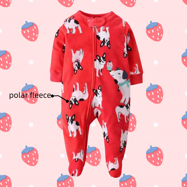 Unisex White Baby Romper Sleepsuit Floral Pattern Cotton Sweater-Romper with Zipper Closure ODM Supply for Clothing