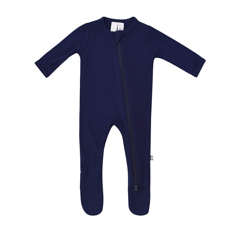 Soft bamboo baby pajamas romper cotton long sleeve zipper baby romper plain footie pajamas