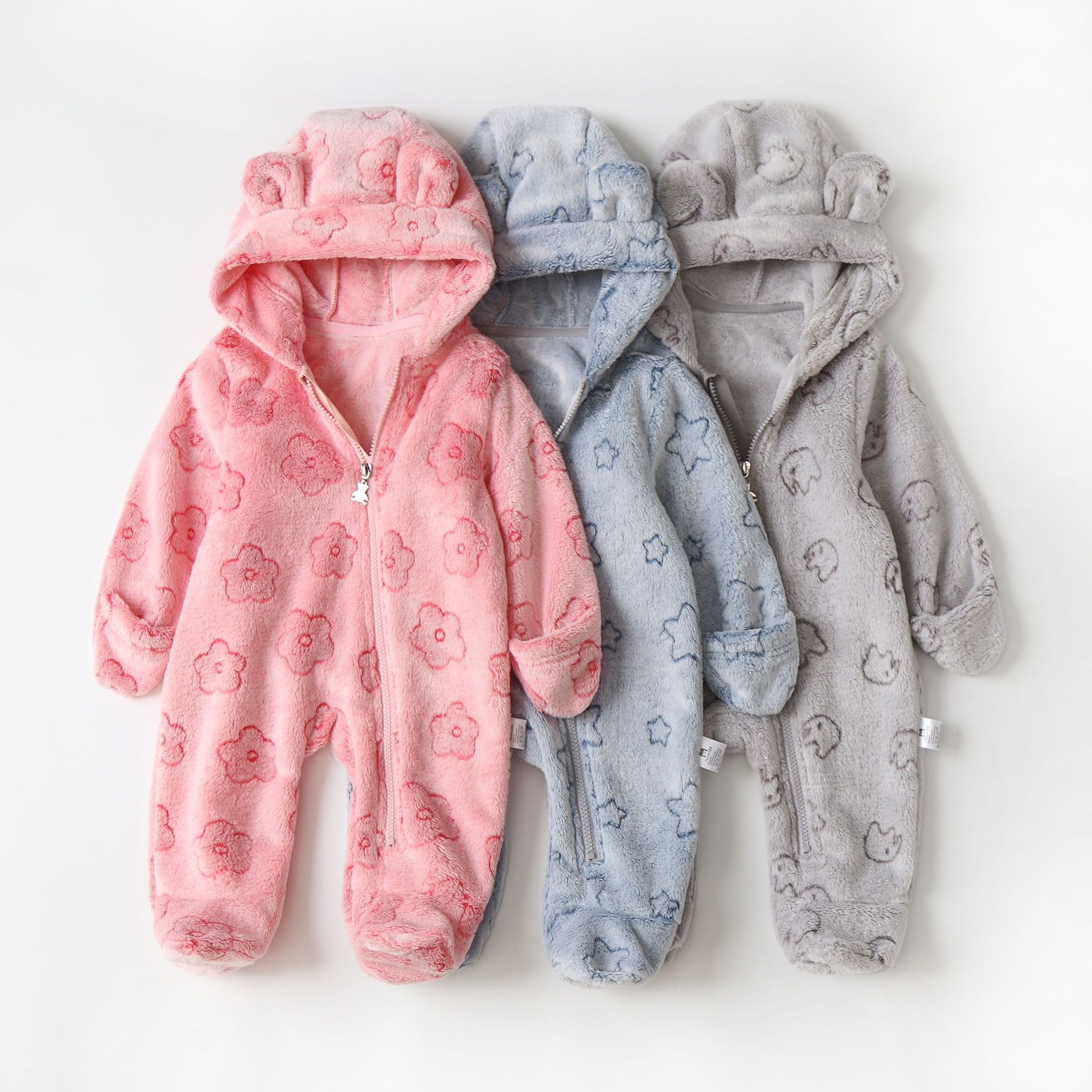 2024 autumn and winter full Long sleeves Cartoon cute Custom hooded baby cotton rompers