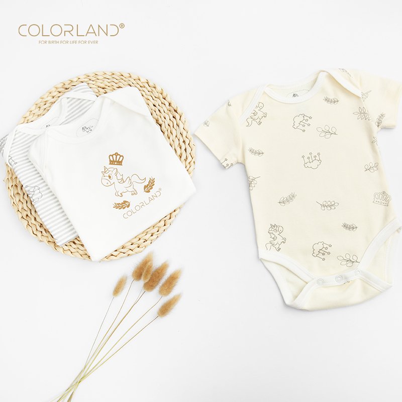 COLORLAND organic cotton baby cloth newborns bodysuit short sleeve baby romper