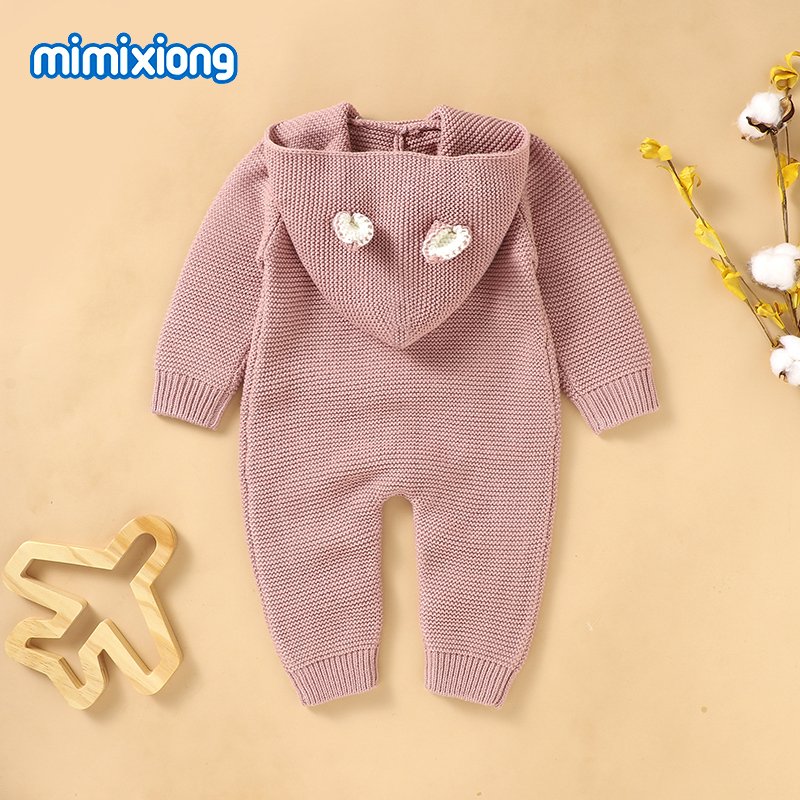 Fast Shipping Mimixiong Knitted Newborn Baby Rompers Clothing Jumpsuits Babies Clothes Toddler Hoodie Rompers Onesies Sweaters
