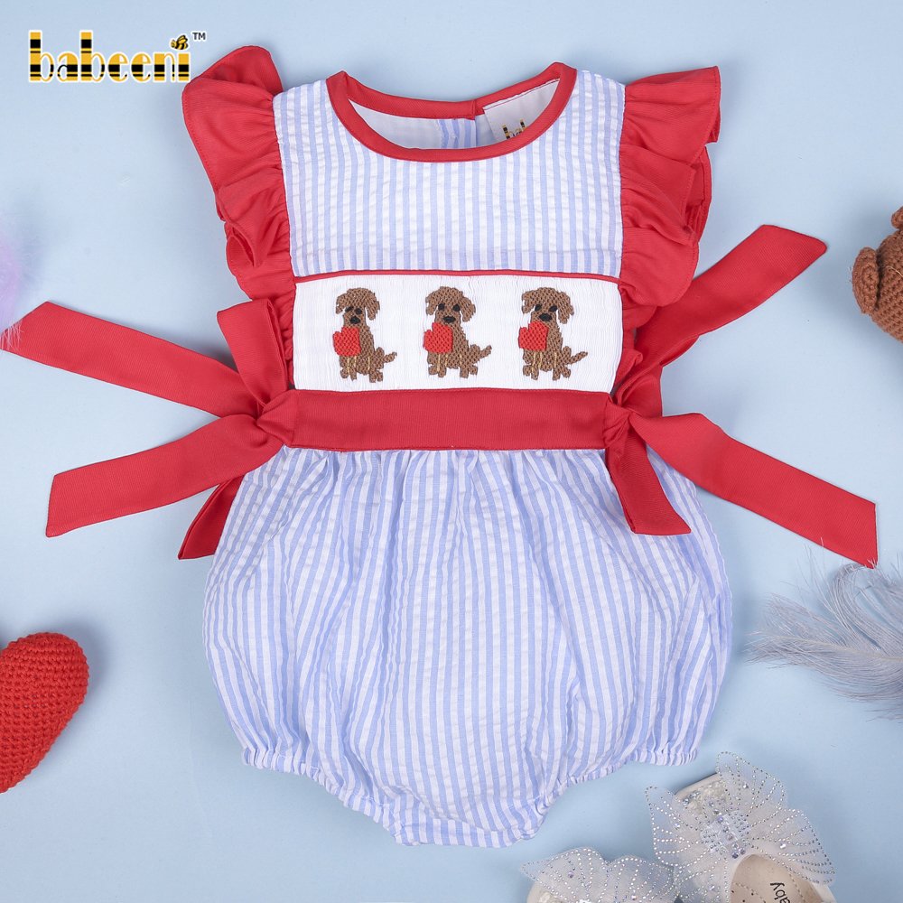 Dogs hand smocked baby bubble OEM ODM baby smocked romper wholesale manufacturer - BB2825