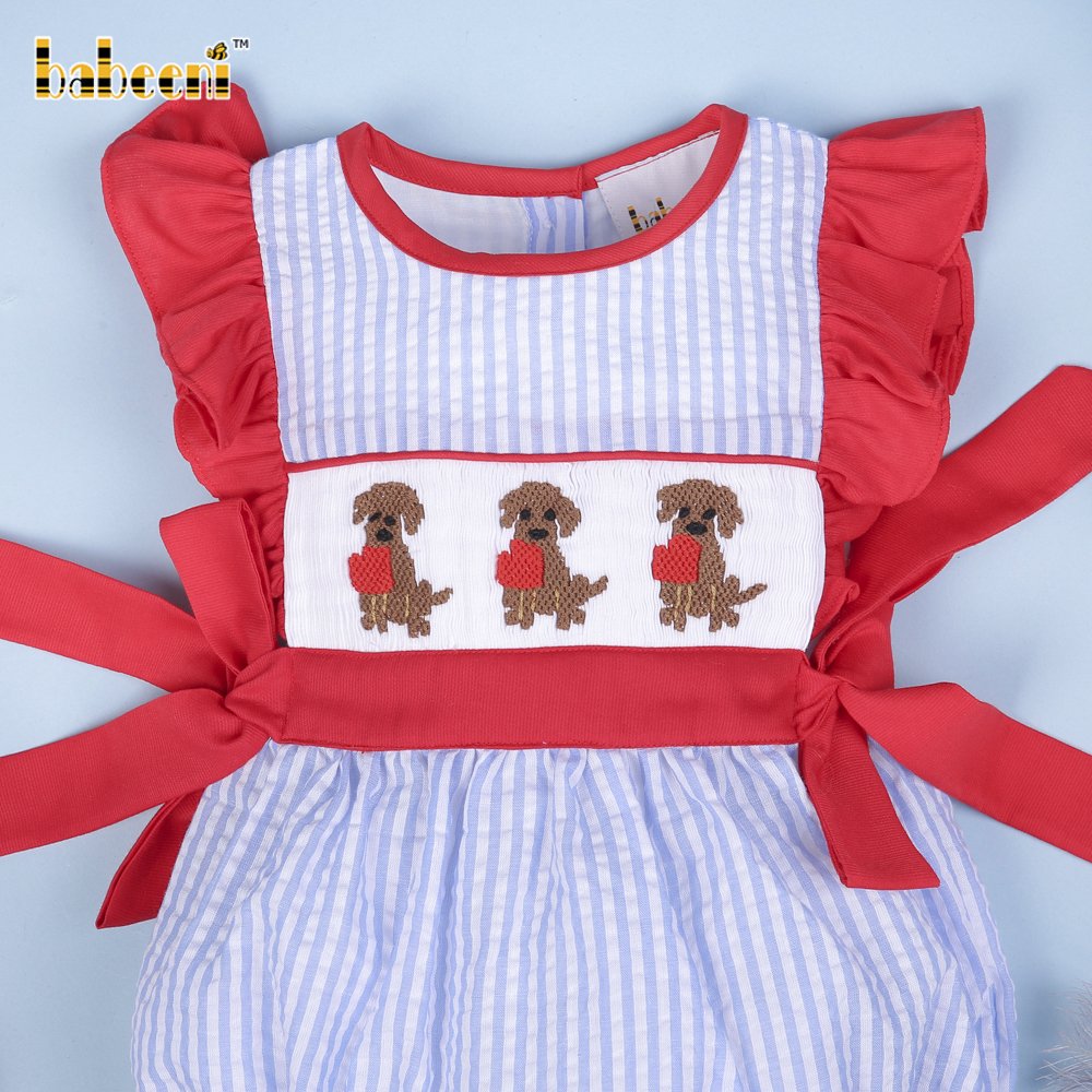 Dogs hand smocked baby bubble OEM ODM baby smocked romper wholesale manufacturer - BB2825