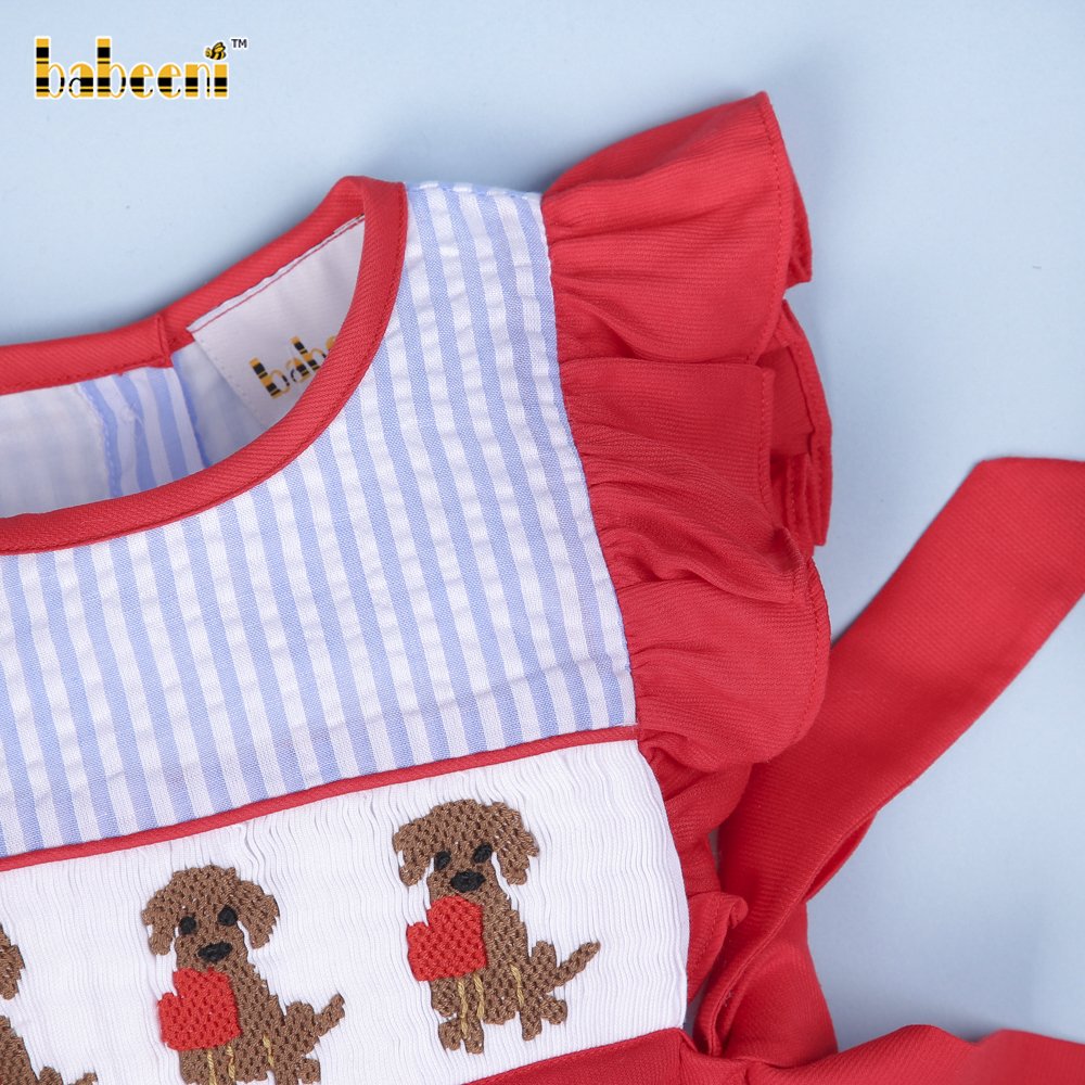 Dogs hand smocked baby bubble OEM ODM baby smocked romper wholesale manufacturer - BB2825