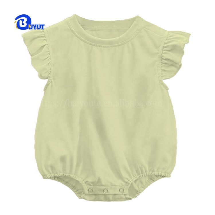 Factory custom Flutter sleeves baggy infant bubble rompers 100% Polyester blank onesie summer for babies