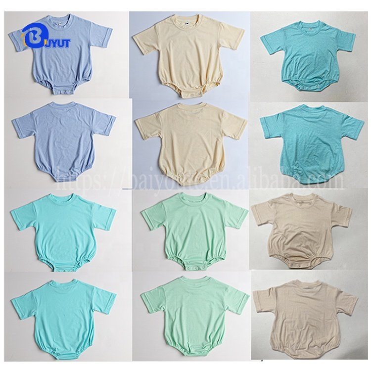Factory custom Flutter sleeves baggy infant bubble rompers 100% Polyester blank onesie summer for babies