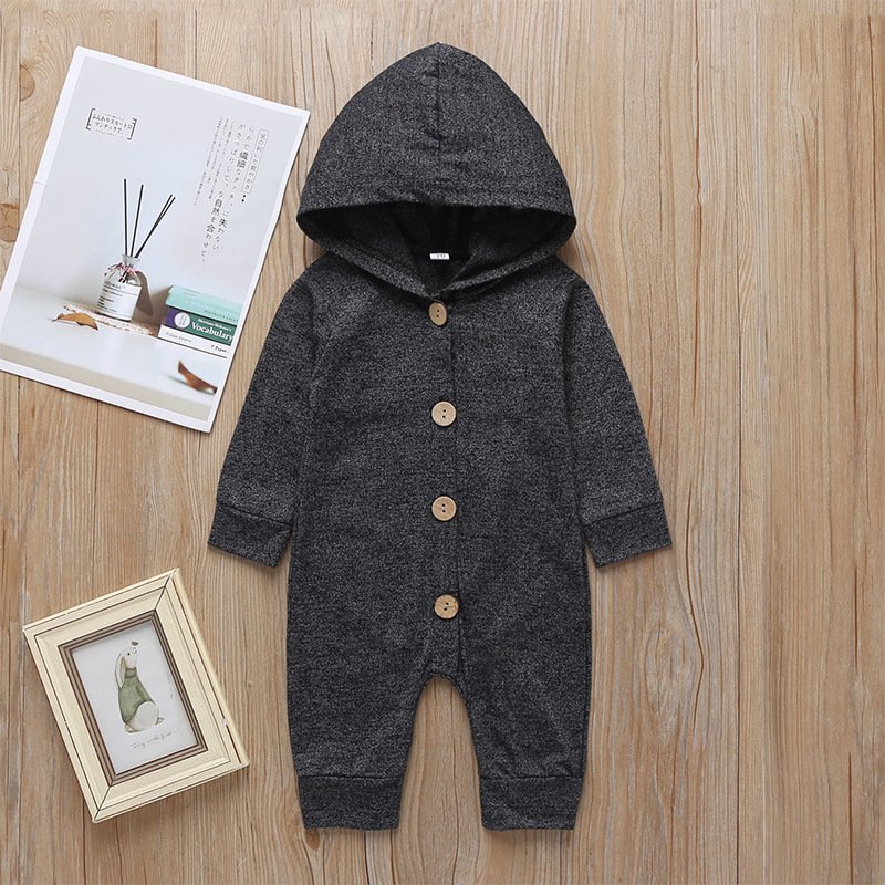 Toddler Baby Clothes Hooded Long Sleeve Button Boy&Girl Kids Baby Rompers Cotton Jumpsuit New Born Baby Clothes Casual Outfit