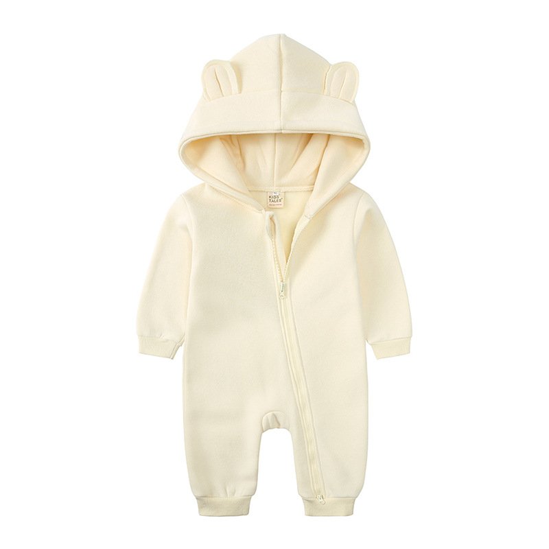 Autumn winter newborn baby one-piece clothes outdoor clothes toddler boy infant thick jumpsuit zipper hoodie overall romper