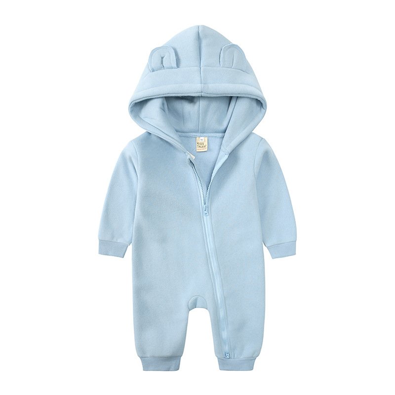 Autumn winter newborn baby one-piece clothes outdoor clothes toddler boy infant thick jumpsuit zipper hoodie overall romper