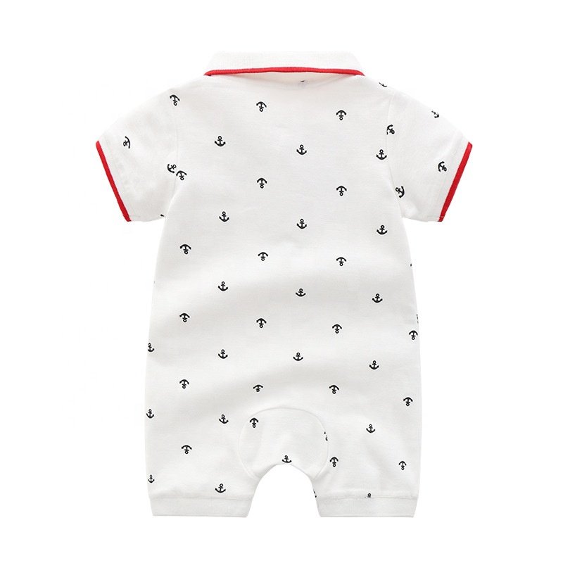 Soft Cotton Kids Summer Romper Toddler Short Sleeve Custom Print Jumpsuit One Piece Clothes Polo Baby Romper