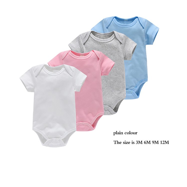 Baby Summer Round Neck Solid Color Romper Clothing Boys Girls Modal Cotton Newborn Bodysuit