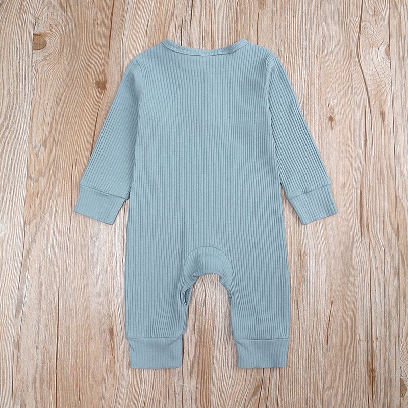 Newborn Baby Girl Clothes Long Sleeve Bodysuit Button Baby Romper Round Collar Jumpsuit