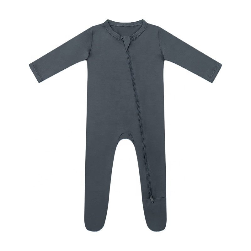 Baby clothes kids clothing full sleeves rompers zipper pajamas bamboo toddler infant plain footie
