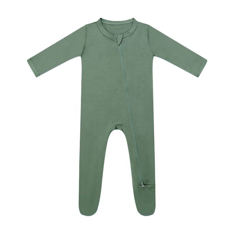 Baby clothes kids clothing full sleeves rompers zipper pajamas bamboo toddler infant plain footie