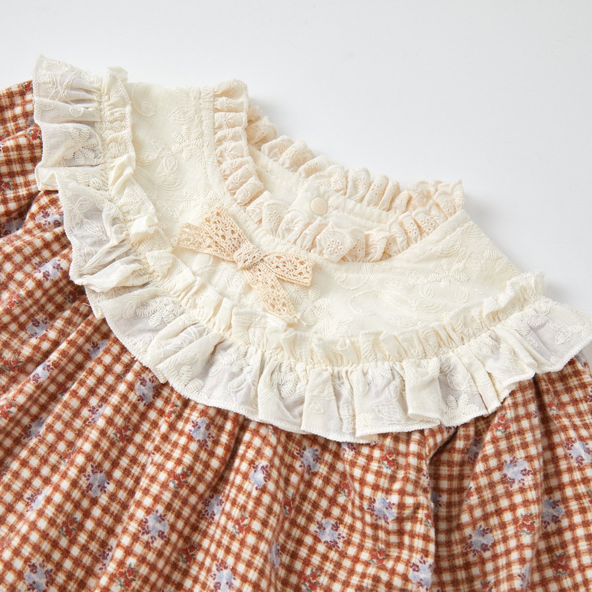 Wholesale 2024 Autumn Baby Clothing Korean Fashion Floral Plaid Long-Sleeved Cotton Baby Rompers