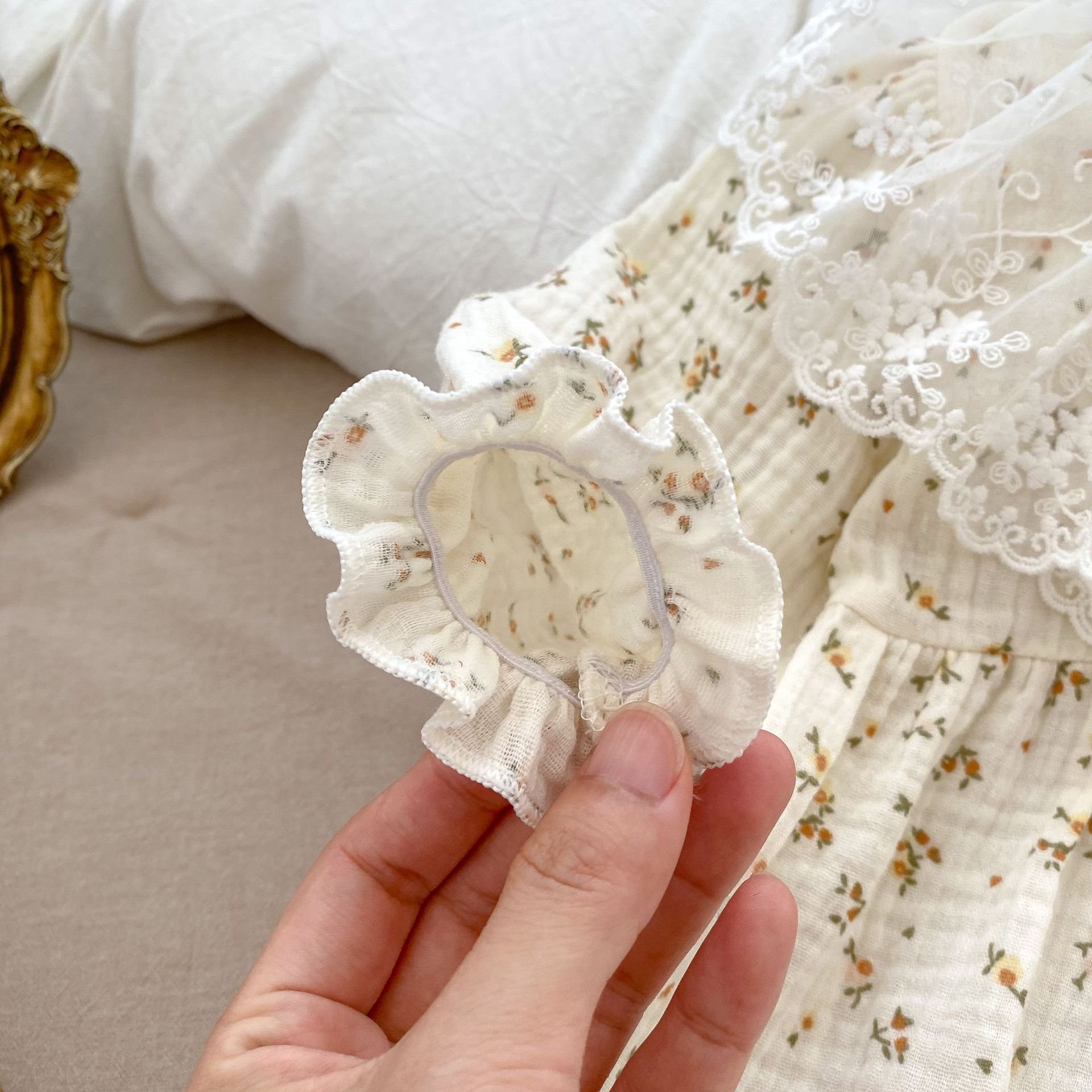 Spring Autumn Infant Kids Baby Girls Long Sleeve Lace Collar Floral Jumpsuit Newborn Baby Clothes Rompers