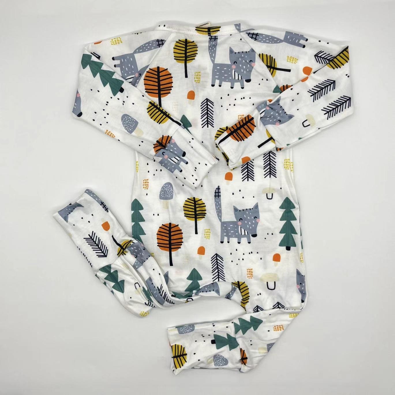 Hottest sale Thanksgiving Day pumpkin pattern custom print bamboo spandex quick dry grip zipper toddler baby romper