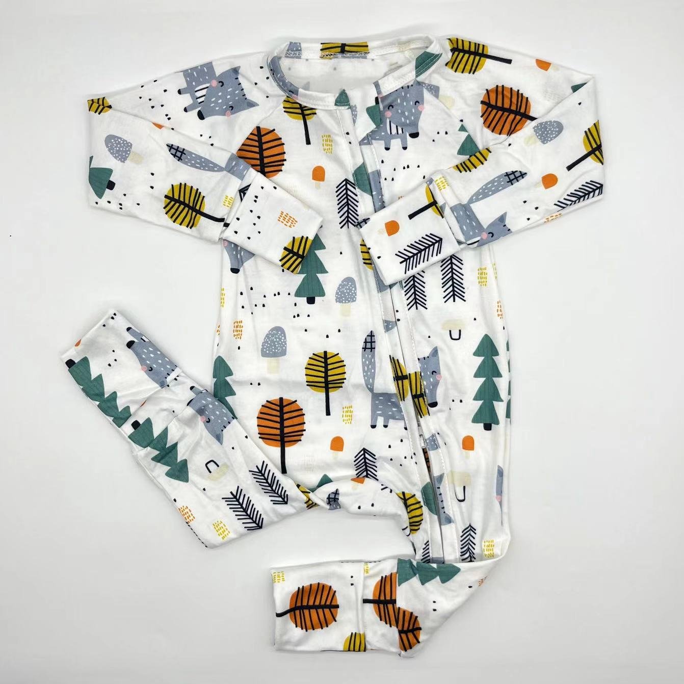 Hottest sale Thanksgiving Day pumpkin pattern custom print bamboo spandex quick dry grip zipper toddler baby romper