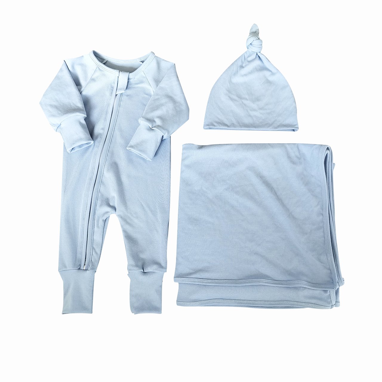 Baby Infant Bamboo Romper Color Matching Blanket Hats Boys Girls Unisex Long Sleeve Rompers 3 Pieces Sets