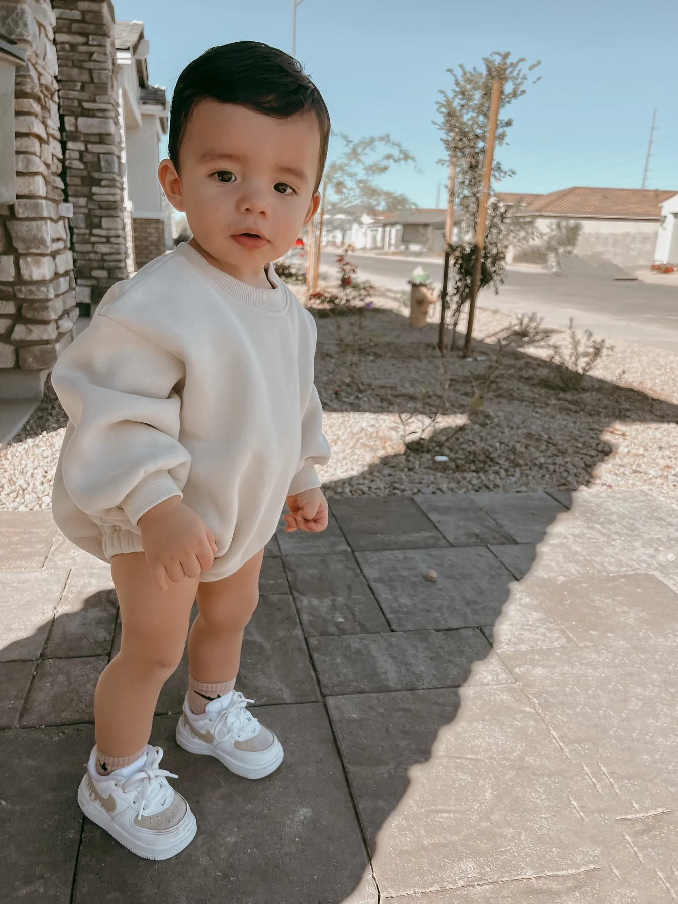 customized baby neutral bubble romper sweatshirt bubble romper shoulder button autumn and winter baby rompers