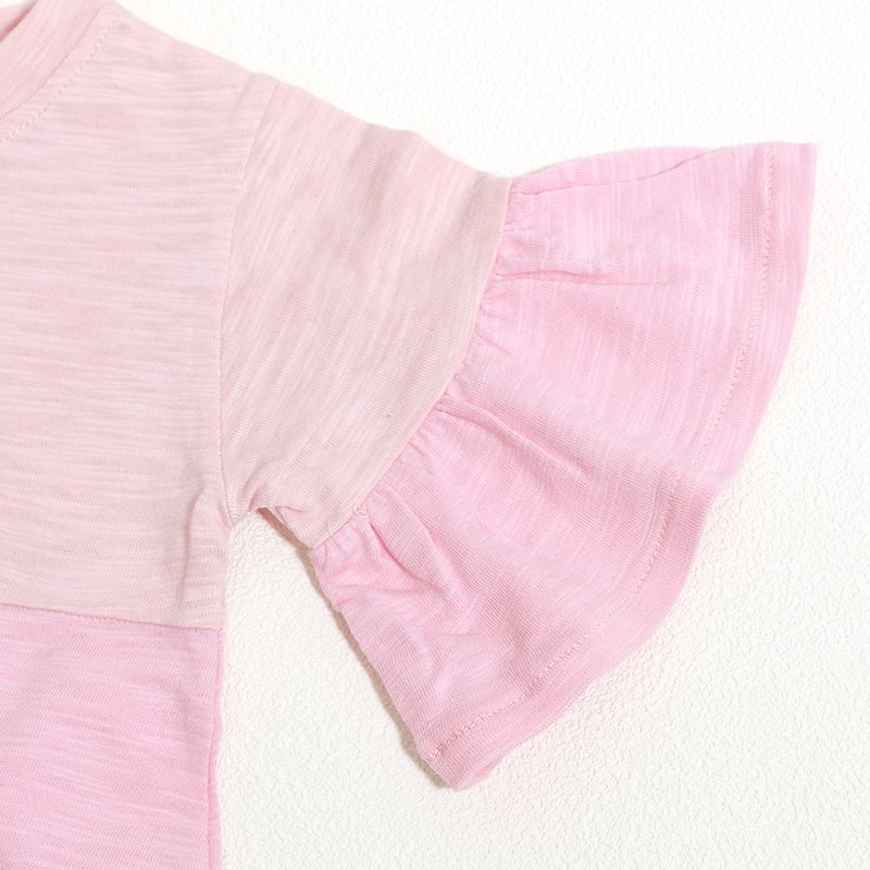 Custom Embroidery Baby Clothes Bodysuit Cotton Short Sleeve Flying Sleeve Stitching Color Cotton Ruffle Onsies Baby Rompers