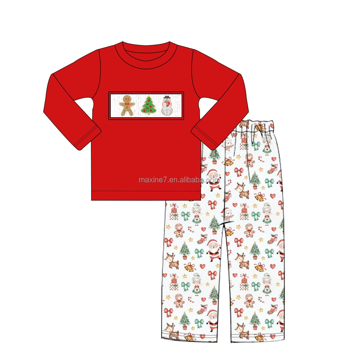 Puresun Children Clothes Boutique Gingerbread Kids Cotton Jumpsuits Christmas Baby Girls Smocked Rompers