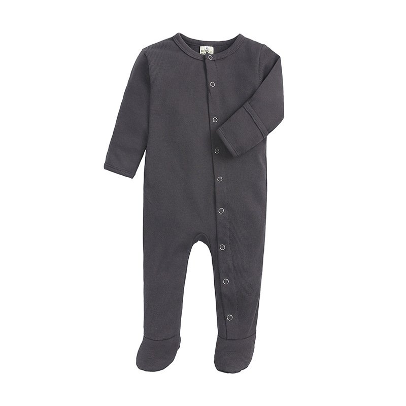 Autumn Long Sleeve Boy Bodysuit Child Jumpsuits Pure Color Toddler Footed Pajamas Onesie New Born Baby Rompers