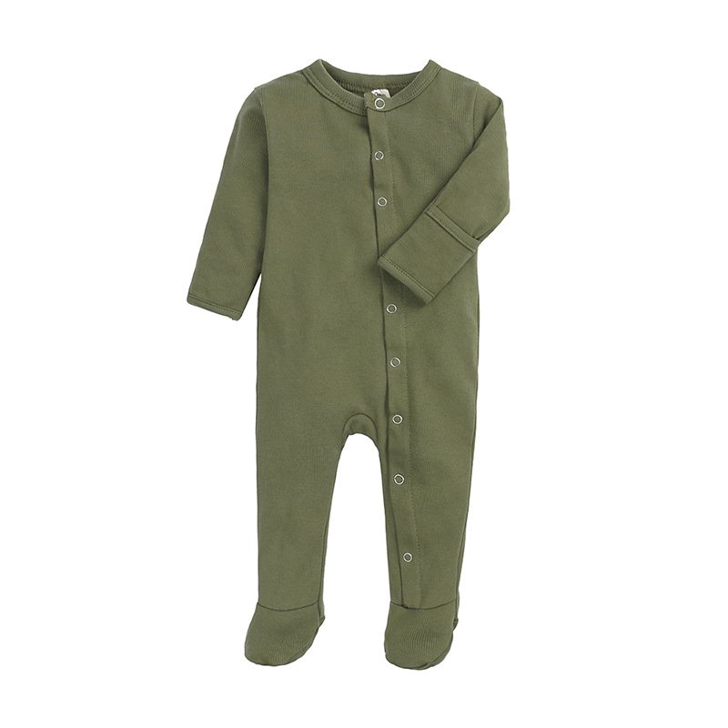 Autumn Long Sleeve Boy Bodysuit Child Jumpsuits Pure Color Toddler Footed Pajamas Onesie New Born Baby Rompers
