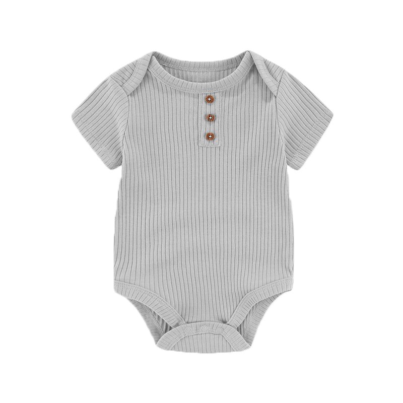 Wholesale Fashion Boy Kids Newborn Baby Ribbed Knit Onesie Snap Crotch Jumpsuit Kids Rompers