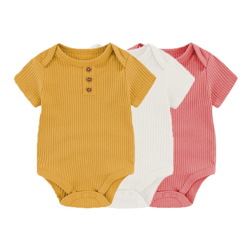 Wholesale Fashion Boy Kids Newborn Baby Ribbed Knit Onesie Snap Crotch Jumpsuit Kids Rompers