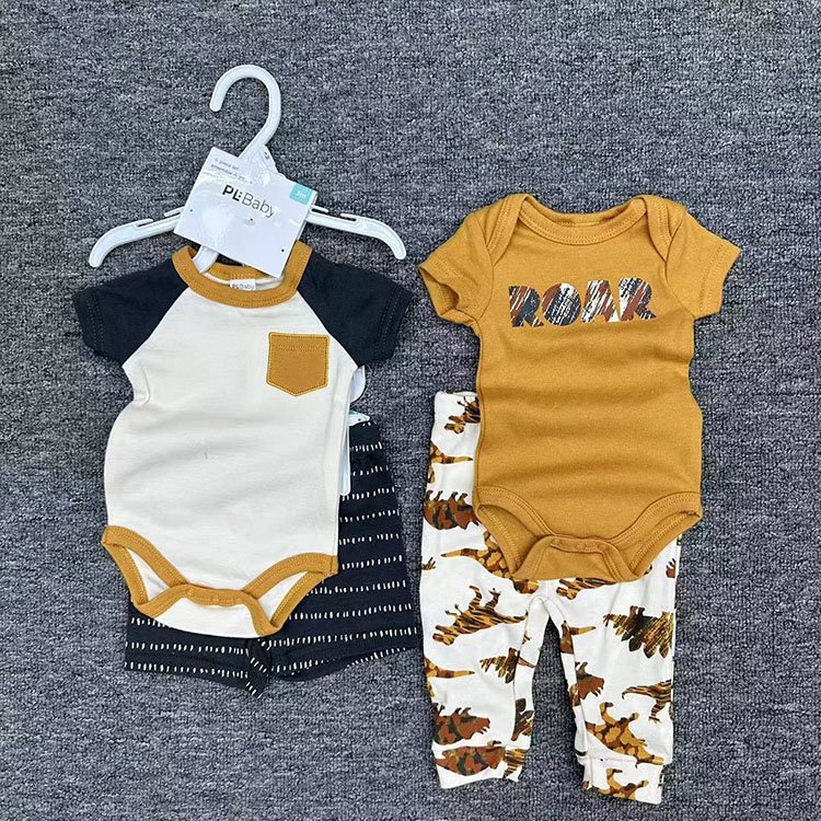 Wholesale Toddler Children Clothing 4Pcs Pack Baby Rompers Short Sleeve Cotton Newborn Bebes Boys Girls Summer Jumpsuits Onesie