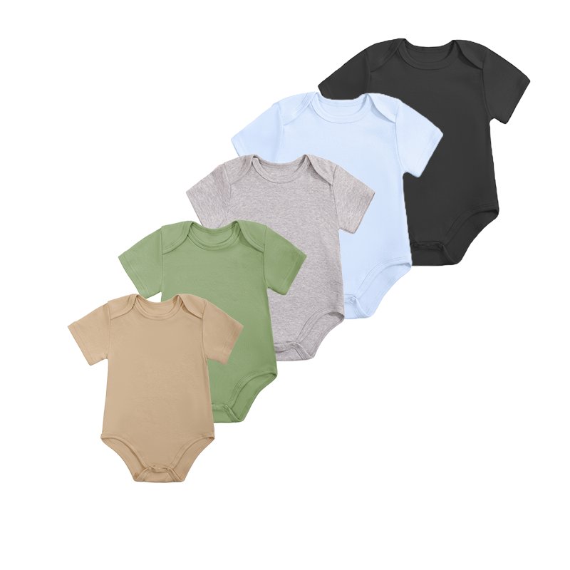 Stock Fashion Soft New born Solid Color bodysuit Breathable Cotton Summer Baby Romper