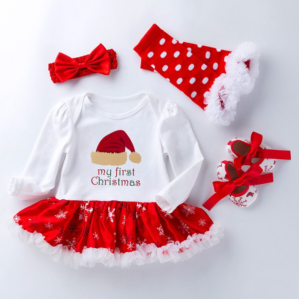 Baby girls clothing christmas romper baby clothes set newborn first christmas 12-24month toddler baby clothing sets