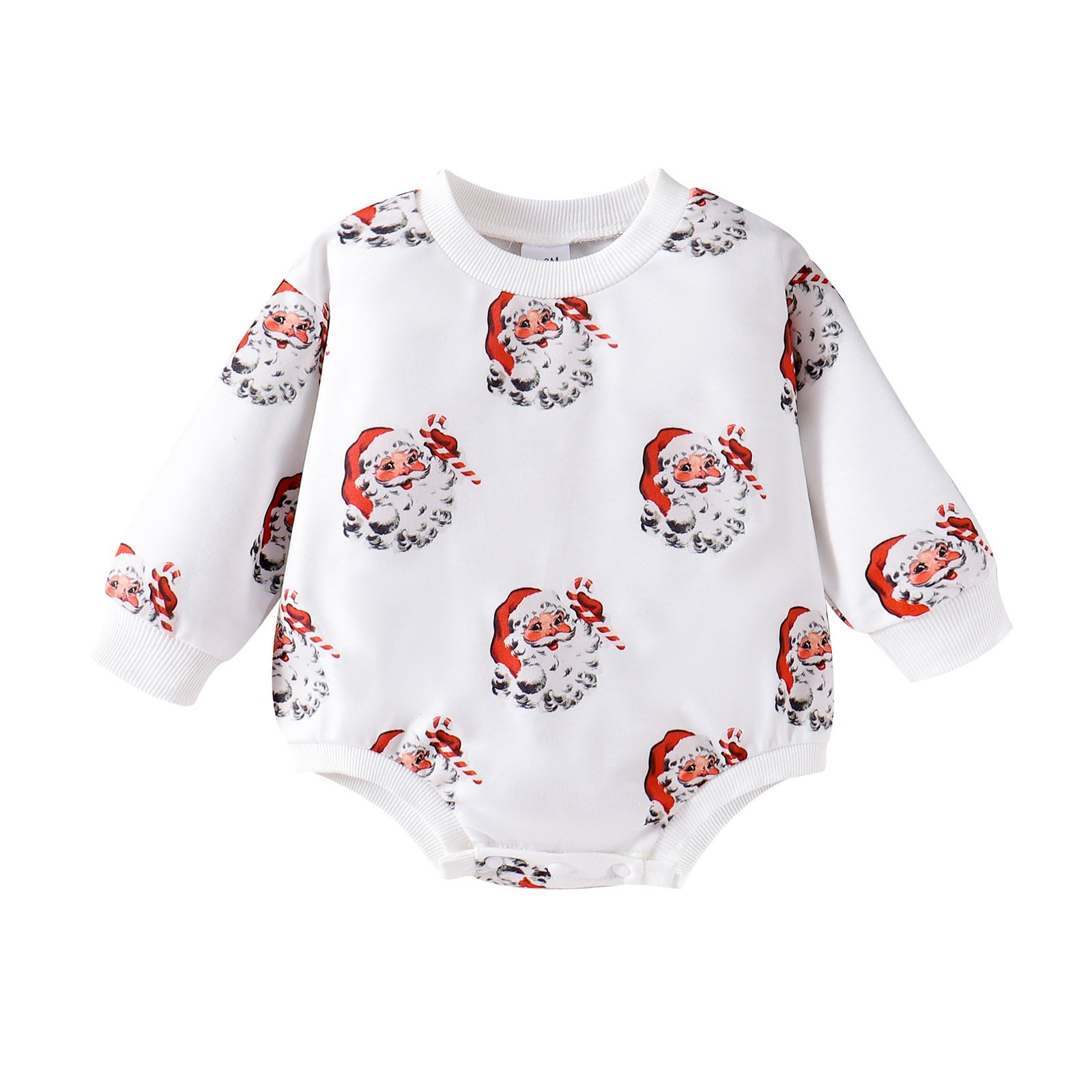 Christmas jumpsuit Baby cartoon printed round neck long sleeve triangle crawl baby clothes christmas baby romper