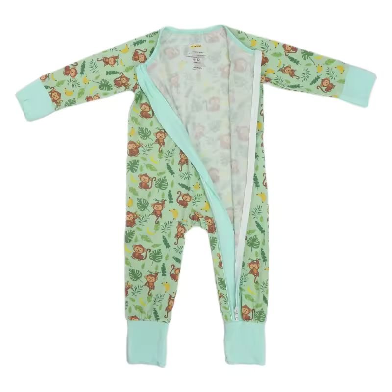 Organic bamboo baby rompers new born eco friendly organic zip onesie sustainable romper newborn zip