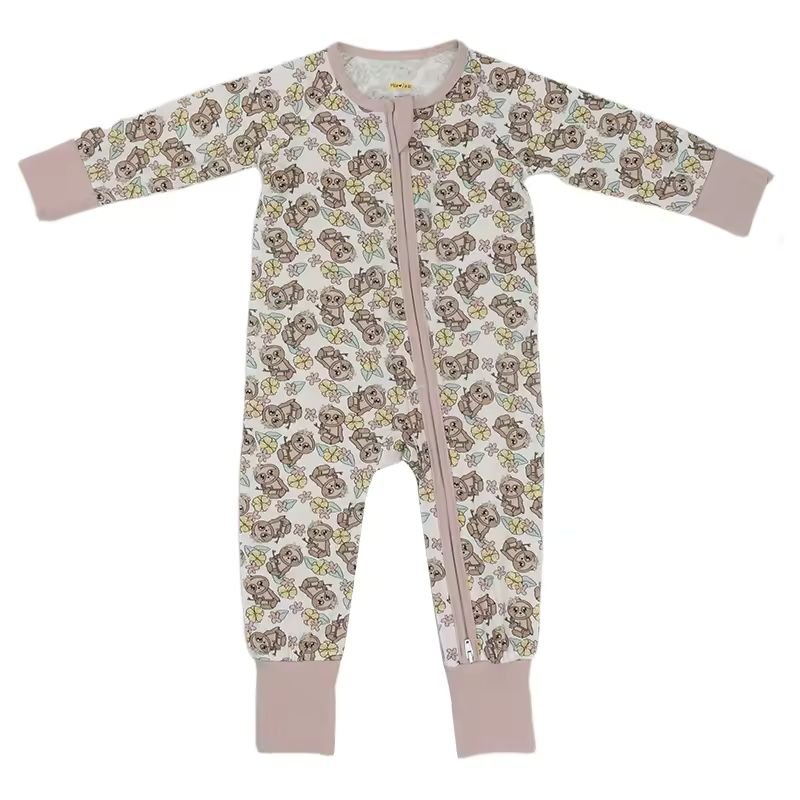 Organic bamboo baby rompers new born eco friendly organic zip onesie sustainable romper newborn zip