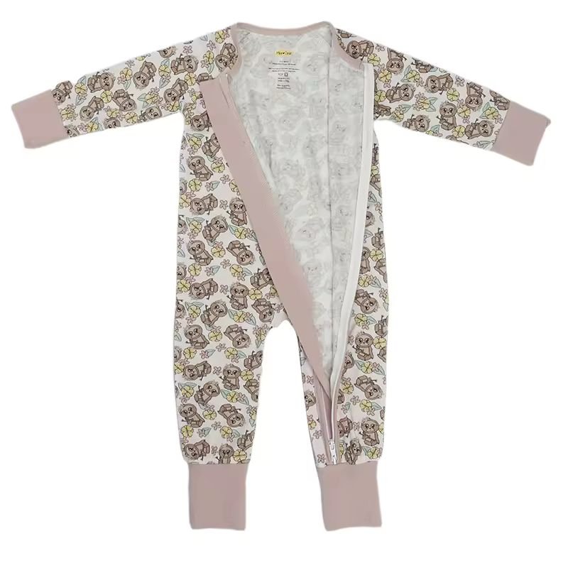 Organic bamboo baby rompers new born eco friendly organic zip onesie sustainable romper newborn zip